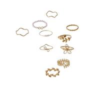 [Ldabrye] 10 piezas Únicas hojas de flores de vid perlas falsas anillos de moda accesorios de dedo joyería de moda para mujeres y niñas