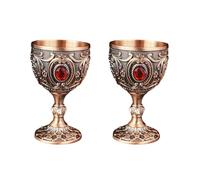 Ldabrye 2 copas de vino de metal vintage medievales, vasos de viaje, copas de viaje para restaurantes, decoración del hogar, taza de bebida, decoración de copa de vino de metal