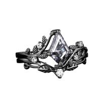 [Ldabrye] 2pcs/set anillos negros de zirconia moda declaración de diamantes de imitación anillos para el uso diario hecho a mano joyería de boda accesorios