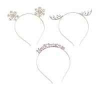 Ldabrye 3 accesorios de fiesta de Navidad, punk, metálicos, diamantes de imitación, diadema para festivales de temporada, diadema para reuniones familiares