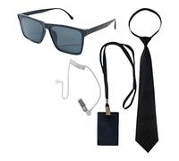 Ldabrye 4 accesorios de disfraz de servicio secreto, espías de agente, Halloween, cosplay, para hombres, adolescentes, disfraz de guardia de seguridad secreta, Negro, Talla única