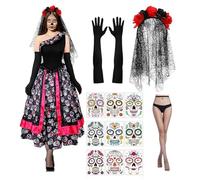 Ldabrye 4 accesorios de disfraz del Día de los Muertos, disfraz de Dias Des Los Muerto, disfraz de Halloween para cosplay, disfraz de Senorita del Día de los Muertos