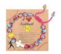 Ldabrye Abalorio ajustable con cuentas deportivas con dije de crucifijo y acento de cristal para uso casual, elegante pulsera de béisbol, baloncesto, fútbol, One Size, Como se describe