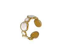 Ldabrye - Accesorios elegantes para fiestas, anillos geométricos, de acero inoxidable, con textura de acero inoxidable, adecuados para la moda, estilo casual, vintage, acero inoxidable, One Size, como