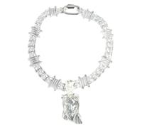 [Ldabrye] Acrílico Moda Declaración Ovalado Resina Collar Acrílico PaperClip Cadena Collar Hip Hop Moda Decoración