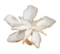 Ldabrye - Anillo abierto ajustable con diseño de flores de perlas grandes, para bodas, fiestas, cumpleaños