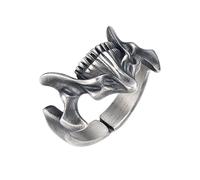 [Ldabrye] Anillo de calavera de plata retro anillo de calavera de plata pulido joyería vintage genial punk anillo