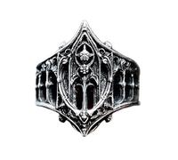[Ldabrye] Anillo de estilo gótico único, detalles intrincados, color plateado, acolchado, tamaño ajustable, uso diario, ocasión especial, gótico, acero inoxidable