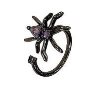[Ldabrye] Anillo de estilo punk único Spider-Morine Web Punk Joyería ajustable Vintage Circón Decoración Regalo Halloween Joyería ajustable púrpura oscuro