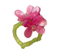 Ldabrye - Anillo de flores expandible de inspiración coreana con cuentas acrílicas ligeras para mujer, joyería elástica hecha a mano