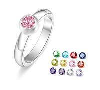 Ldabrye Anillo de piedra con circonita de 12 colores reemplazable, anillo de dedo apilable simple, joyería de aniversario para mujeres y niñas, anillos de promesa apilables