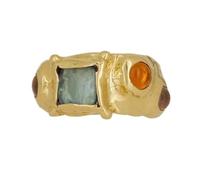 Ldabrye Anillos con diamantes de imitación multicolor y diseños únicos de metal de color dorado, adorno de dedo con piedra multicolor, lake blue, como se describe, como se describe