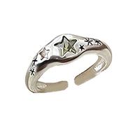 Ldabrye Anillos de circón ajustables abiertos compromiso Y2K de aleación joyería estética para mujer compromiso para hombres