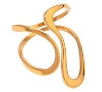 [Ldabrye] Anillos irregulares exagerados accesorios de fiesta anillos de boda textura de acero inoxidable para ropa casual