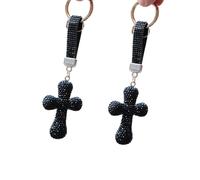 Ldabrye Blessed & Holy Crosses - Llavero con diamantes de imitación de cristal para bolsa de coche, colgante de bolso, anillo de coche, joyería para mujer, accesorios de mochila de cumpleaños