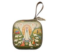Ldabrye Bolsa de almacenamiento multiusos para rosario de oración, funda cuadrada portátil para reuniones espirituales en el templo, organizadores de cuentas religiosas de doble cara, Fátima, Talla