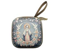 Ldabrye Bolsa de almacenamiento multiusos para rosario de oración, funda cuadrada portátil para reuniones espirituales en el templo, organizadores de cuentas religiosas de doble cara, The Immaculate