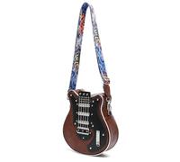 Ldabrye Bolso cruzado de piel sintética con diseño de guitarra a la moda con correa ajustable para uso diario y viajes, escuela, música, Brown