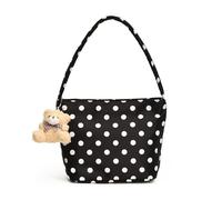 [Ldabrye] Bolso de hombro ligero de tela Oxford con patrón único bajo las axilas carteras de mano casual, Negro 10 piezas, ハンガー