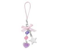 Ldabrye Bonito llavero de dados de oso con lazo de cinta y colgante de estrella, resina suave y resistente, decoración de bolsa hecha a mano