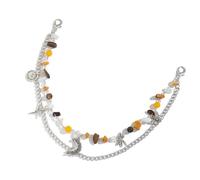 Ldabrye Cadena de piedras irregulares con libélulas y mariposas, colgante de bolsa, accesorios de moda, accesorio de mochila