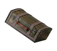 Ldabrye Caja de almacenamiento con temática pirata con mecanismo de código críptico, hecho a mano, de madera, para el hogar, piezas de joyería vintage