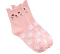 Ldabrye Calcetines de algodón con orejas de gato 3D para mujeres y adolescentes, estudiantes preparados, patas, calcetines de tubo medio, calcetines de regalo con estampado de animales, B, Talla única