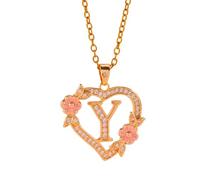Ldabrye Collar personalizable con diseño floral de corazón hueco, joyería de latón, ligero, delicado, para mujer, cómodo uso diario, collar de latón, talla única, como se describe, como se describe