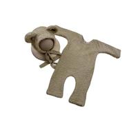 Ldabrye - Conjunto de disfraz de bebé con forma de oso y sombrero, accesorios de fotografía para recién nacidos, accesorios de fotografía para niña y niño, accesorios de fotografía