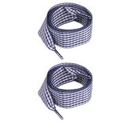 [Ldabrye] Cordones de colores a cuadros anchos de poliéster planos cordones de zapatillas de deporte de reemplazo de zapatos para adultos zapatos de rejilla coloridos coreanos, Azul Marino, L~XL A