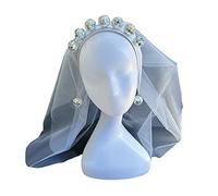 Ldabrye Diadema de bola de discoteca con velo, aretes de vaquera, discoteca, despedida de soltera, decoración para el pelo, accesorios para el cabello para mujeres y niñas