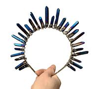 Ldabrye Diadema de cristal rosa, ópalo ángel, aura, estilo bohemio, para adornos, diadema de sirena para festivales de música, accesorios para el cabello para mujeres y niñas