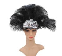 Ldabrye Diadema de plumas con lentejuelas para mujer, tocado exagerado con banda elástica para carnaval, fiestas, eventos especiales