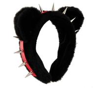 Ldabrye Diadema Harajuku de felpa con diseño de gatos y pendientes de metal para mujer, accesorio para el pelo para mujeres y niñas
