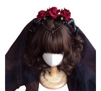 Ldabrye Diadema negra oscura con flores y rosas góticas, coronas para el cabello, diadema punk, rosa, fiesta, disfraz, accesorios para el cabello para mujeres y niñas