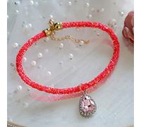 Ldabrye Dog Glinting Collar with Rhinestones Sparkling Ultra-Flashing Necklace Kitten Cat Collar Water Drop Crystal Cat Collars for Boy Cats