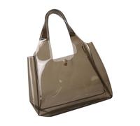 Ldabrye Elegante bolso cruzado de PVC con plan inmediato, perfecto para estudiantes, especialistas, ciudad, existencia, moderna bolsa de hombro brillante, Color té