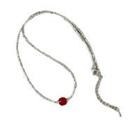 [Ldabrye] Elegante cuentas de ágata amor corazón colgante collar con cuentas de agua cadena de plata traje de mujer de moda para mujer