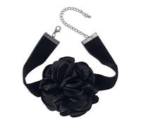 [Ldabrye] Gargantilla romántica de flores de rosas grandes, collar ancho suave de terciopelo negro para fiesta, joyería de declaración de moda para mujer