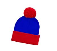 Ldabrye Gorro de punto popular con diseño de color de contraste, gorro acrílico cálido con bonitos pompones, decoración de bola para reunión familiar, B, Talla única