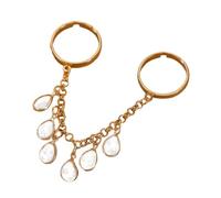 [Ldabrye] Gota de agua flecos geométricos apertura ajustable joyería de dedo llamativa adecuada para el desgaste diario cadena de borlas