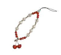 Ldabrye Handcraft Cherrys Portable Charm Cuentas Teléfono Lanyard Accesorios de Moda Versátil Para Bolsos Y Carteras Decoración