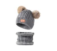 Ldabrye Juego de gorro y bufanda de acrílico duradero para niños, para invierno, cálido, diseño de punto suave, múltiples opciones de color, gorro de punto de invierno para niños, Gris Claro, Talla