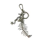 Ldabrye Llavero de hueso de pescado de aleación con diseño de hueso de pez, accesorio ideal para adolescentes, festivales de música y estilos de vida de la ciudad, accesorio de moda simple