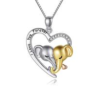 [Ldabrye] Lucky Double Elefante Collar I Love You Forever Corazón Colgante San Valentín Animal Joyería Regalo Mujeres Novias
