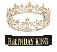 [Ldabrye] Rhinestone corona rey y bolsa de cumpleaños conjunto de bolsas de cumpleaños accesorios para fiesta de cumpleaños corona de diamantes de imitación corona envoltura de hombro