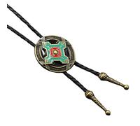 [Ldabrye] Rodeo de hombre clásico con cordón de cuero ajustable y colgante de insignia de metal collar vintage occidental con collar de tiempo
