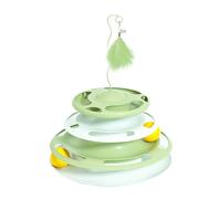 Ldabrye RollerTrack - Juguete giratorio de plumas de 3 capas para gatos, torre de pista, alimentadores de interacción, alivio del aburrimiento, entretenimiento de mascotas