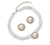 Ldabrye Simple y elegante juego de joyas de perlas de imitación, portátil, cómodo para el uso diario, elegante juego de joyas