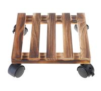 Ldabrye Soporte de madera para plantas con rodillo cuadrado con ruedas, bandeja rodante resistente, soporte cuadrado para macetas de jardín